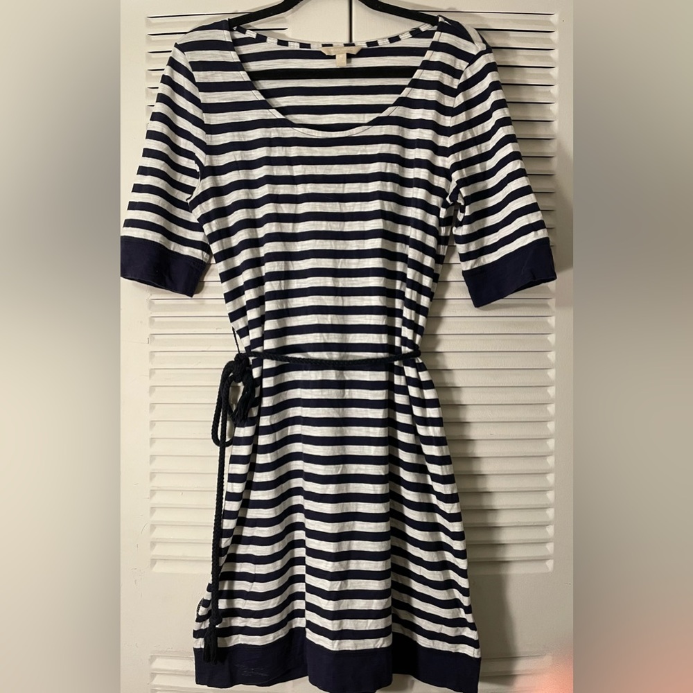 Womens Banana Republic Striped Dress with Blue Rope Belt SZ MEDIUM